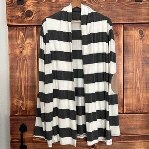 Honey Punch Gray and White Striped Top